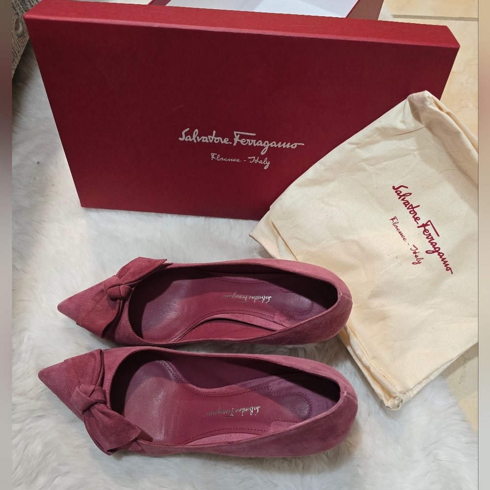 Salvatore Ferragamo Pink Suede Pumps